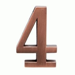 Цифра дверная 4 на клеевой основе медь"