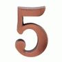 Цифра дверная  5 на клеевой основе  медь"