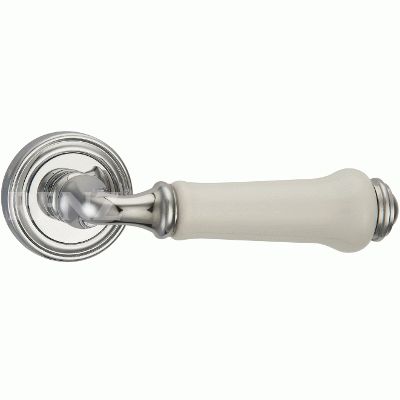Комплект дверных ручек RENZ DH 617-16 CP/WH Сиракузы  хром блест./керам бел.